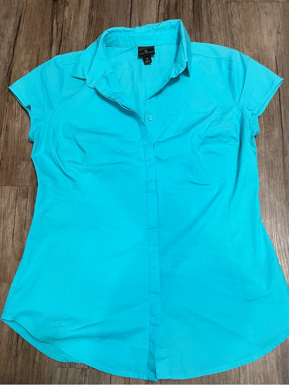 Worthington Women’s Teal Short-Sleeve Button-Down Shirt